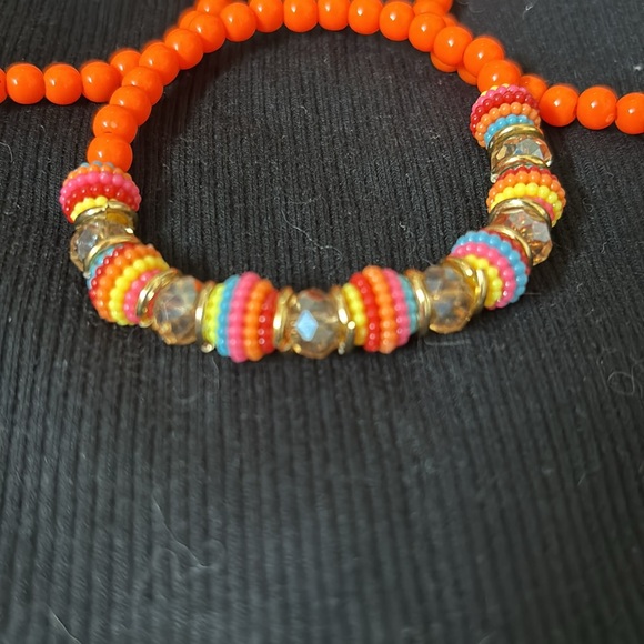 Set of 3 orange stretchy bracelet set from Brazil - Picture 3 of 3